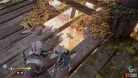Climb a chain to get above the Loot Lizard, then throw your axe through a hole in the floor to strike it’s back.