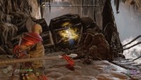 Blow up this rock using the spear to continue past it