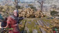 Use two more Fire Bombs to clear a pile of rocks near the Fire Bomb dispenser,