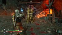 Here, Gna is using her Wing Guard attack which is indicated with a blue-ring. Either shield bash or Runic/Relic attack her to break the guard.