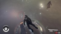 Once inside, fly through the spinning ligths which shine slightly brighter than the others.