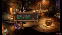 Grab the Book of Poems from the waitress in Home World.