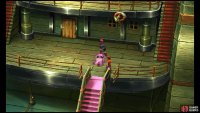 At the far end, there are stairs leading to a large docked ship.