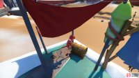 There’s a chest atop the blue shack,