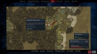 There are two identical Shady Merchant Camps in Farbane Woods. This is the eastern version. Teleport to the eastern waygate and head southwest.