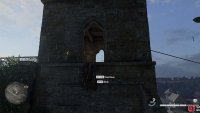Performing your best Splinter Cell moves, shimmy up the church tower via the vines.