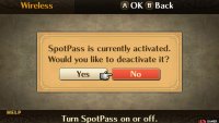 You can turn on SpotPass communication via the Wireless menu.