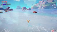 The sixth Crystal is on top of the lone barrel in the waters