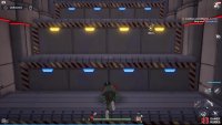 and then climb the stairs as the laser passes over the contraption.