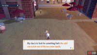 Once you’ve beaten her in a Pokémon battle, she’ll tell you to look at one of the ice-cream stands for a clue.