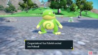 After the trade has finished, trainers will witness Poliwhirl evolve into Politoed.