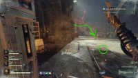 On the Alley portion of the map at the start, look left of the arch and go down the dropdown. There is a scripture marked with the green circle where the allied player is.