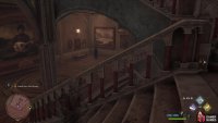 Wait for the prefect between the stair cases to move to one side of the room,