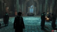 The Hogwarts Legacy Slytherin Common Room looks, cold, militaristic, and strong. Image via Warner Brothers.