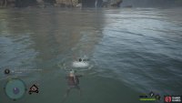 Agree to help Grace, then swim out into the lake, where you’ll find dive spots.