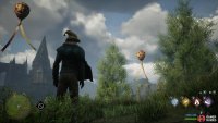 Leave Hogwarts via its southern exit, and the balloons float near one of the immediate hills.