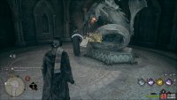 At the far end of the Slytherin Dungeon near the drawbridge exit.