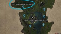Map overview of Hogwarts North and South Balloon locations in Hogwarts Legacy.