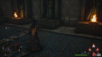 Shoot the bowl with a Fire Spell to reveal a weight plat, then step on it