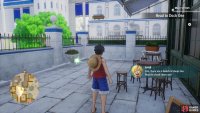 On the outdoor seating area of the cafe near the mayor’s residence.