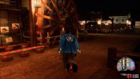 To find the Mysterious Ninja, you’ll need to trigger a scene.  This can be done by walking towards the woman in front of the water wheel.