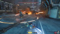 The boss will sometimes force push you back, so be ready to dodge or parry when you get up.