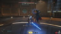 The boss will begin to use this invulnerability stance from phase 2 onwards. You can break it by using force push and then hitting with a melee attack if you’re swift.
