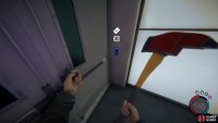 At the end of the corridor is a locked door.