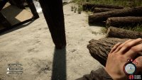You need to aim the camera until you see another white circle next to the first log.