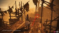 At the top, you’ll find a wooden platform leading away from the scaffold with a shiny item at the end of it. This is the Shell.