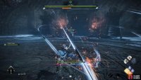 If he’s not using his melee attack, he’ll fire off multiple projectiles from ranged. This is indicated when he drags his weapon on the ground.