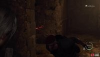 Krauser will attempt to sneak behind you in the ruins