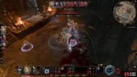 You can see whether you have sufficient strength to shove enemies using the blue line indicator, as shown here.