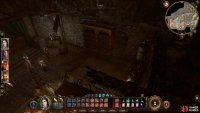 Use the Lever behind the wooden crates and go through the door.