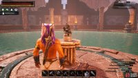 You need to place a Figurine of Thunnha or TchoTcho on the pedestal near the pool.