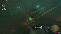 Jump down the hole and use the exploding barrels to defeat the oldest Hinox Brother, a Black Hinox.