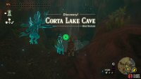 Head to Corta Lake Cave, and jump down the hole with visible wind.