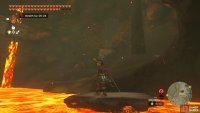Jump on the hardened lava after it goes through the lava waterfall and find the Ember Shirt at the end.