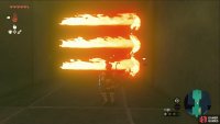 Pass through the fiery hallway by waiting for the flames to stop for a few seconds