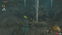 Find the entrance blocked by rocks.