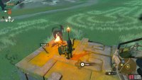 Use the Torch and Campfire to light the balloons fire.