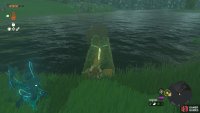 Place the bridge in the pond.