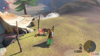 Feed the nearby dog some food items until it goes into the cave