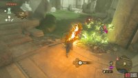 Lure the enemies under the ruins to avoid the archer on top