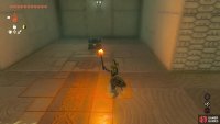 With the floor lowered, you can go underneath the button to find the chest.