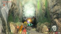 Use a bomb to break open the path to the cave.