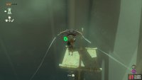 Use the moving ship to spring up to the treasure chest platform