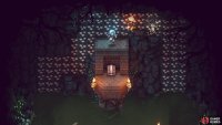 Climb to the area above the chest, then drop down from there to open it.