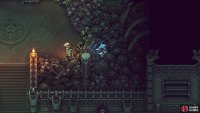 There is a secret path hidden in the bones, starting by the green candles.