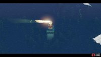 Interacting with the object on the island makes some light pillars come out of the ground.